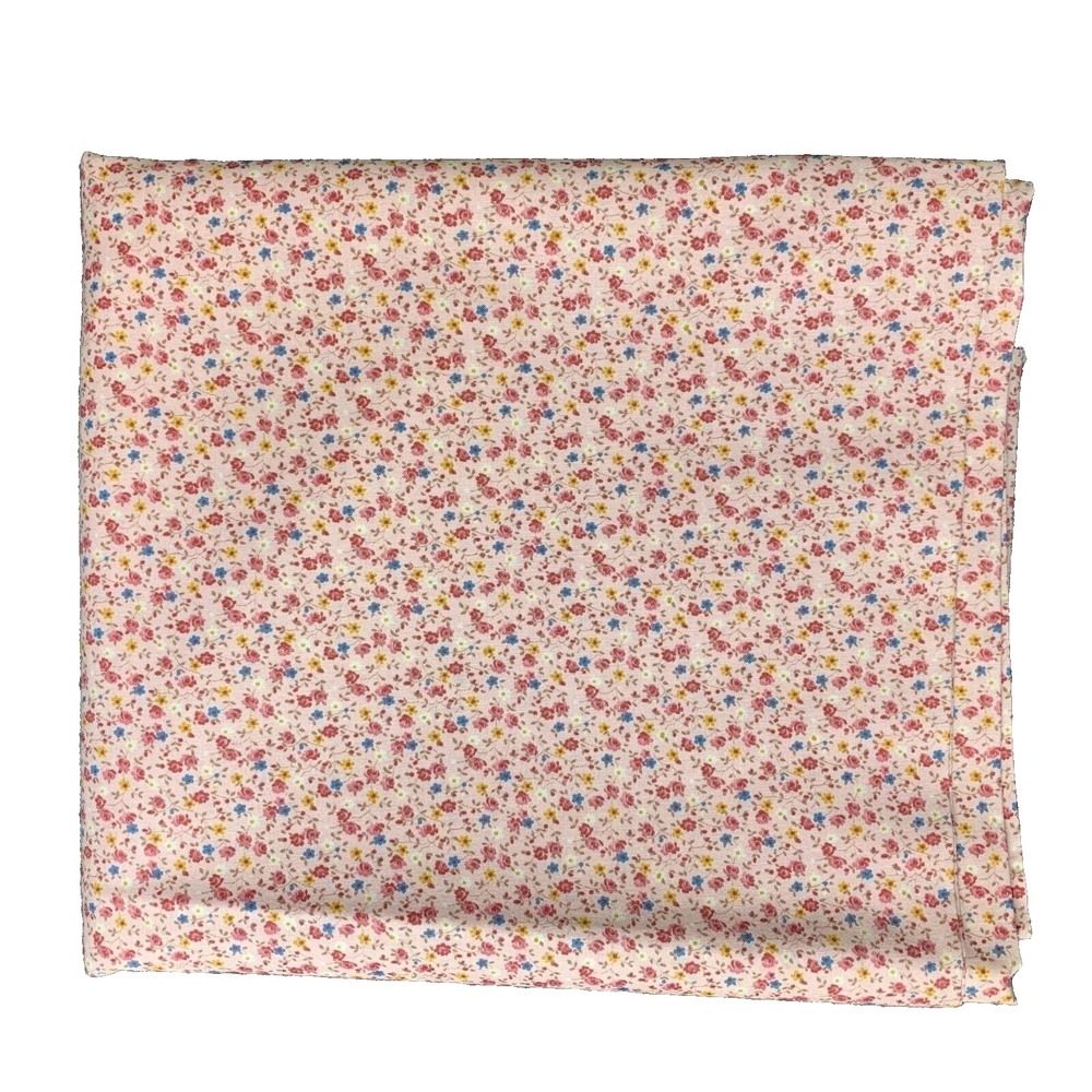 Vintage Floral Craft Fabric Quilting Pink Red Blue Flowers 1Yard
